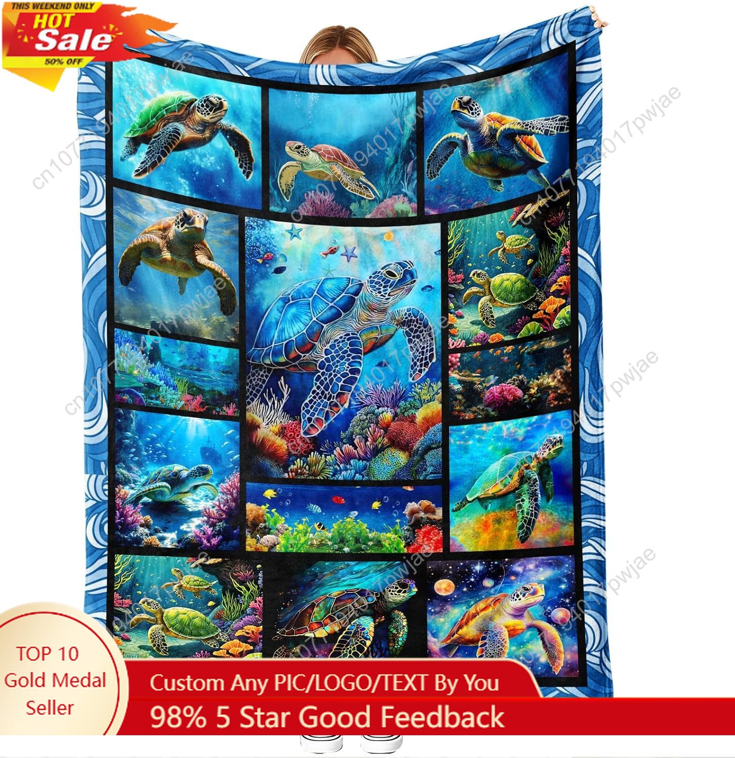 Home Textiles And Decor - Manta de franela de tortuga marina,