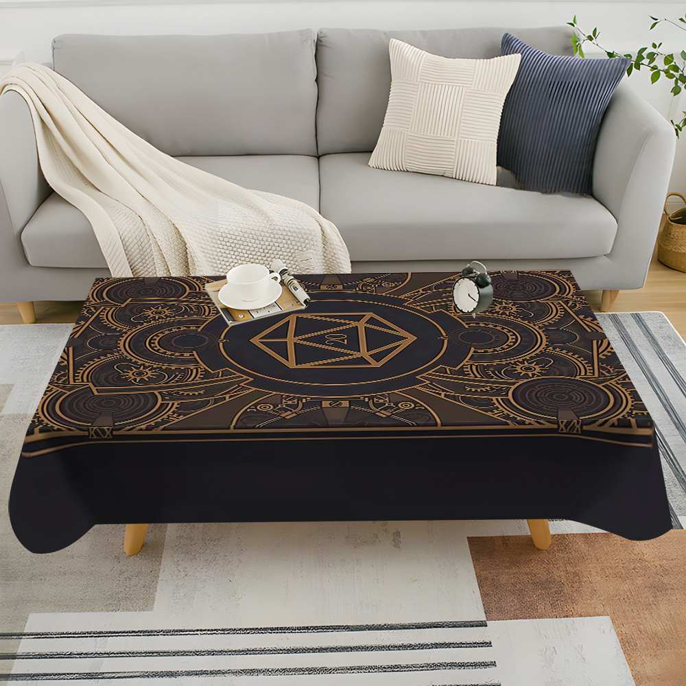 Home Textiles And Decor - Mantel con diseño de engranajes dorados