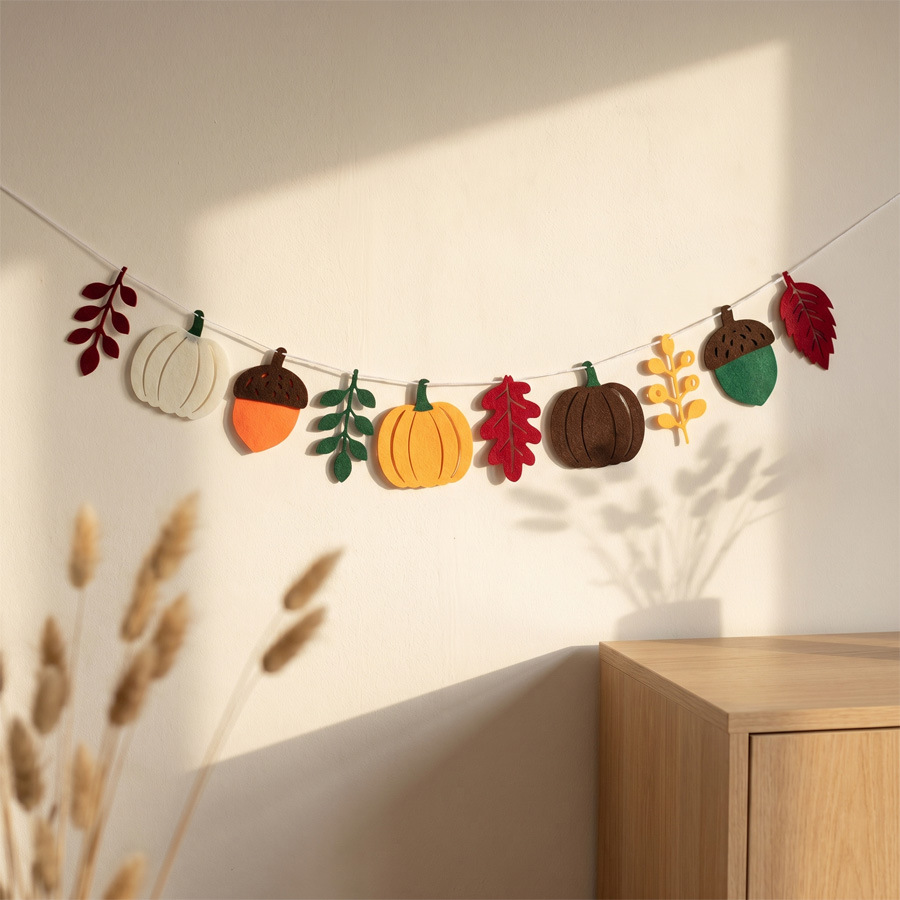 Home Textiles And Decor - Bandera de Hojas de Calabaza Otoñales,