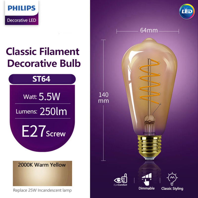 Philips LED ST64 E27 Luz decor - Philips Bulb Led Classic reseña y precio