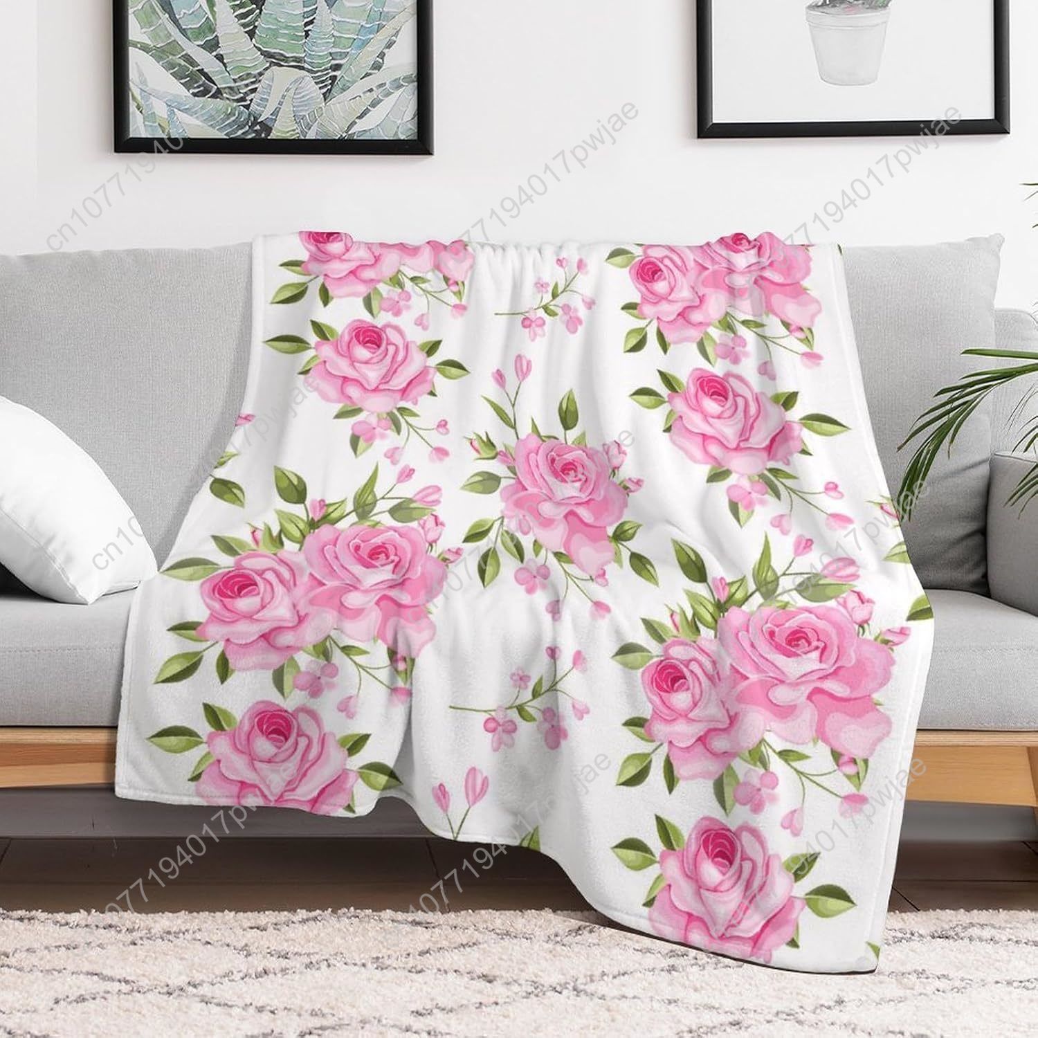 Manta de flores rosas, decorac - Home Textiles And Decor reseña y precio
